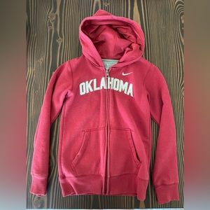 Youth Nike OU, Oklahoma Sooners zip-up sweatshirt, size medium.